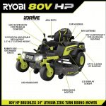 80V Max HP Lithium 54″ Brushless Electric Zero Turn Lawn Mower - Image 21
