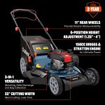 SENIX Self-Propelled Gas Lawn Mower, 22in Cutting Blade / 23in Cutting Deck, 150 cc 4-Cycle Made in Briggs & Stratton Engine , 3-In-1, 6-Position Adjustment, 11in Rear Wheels, LSSG-H3 - Image 12